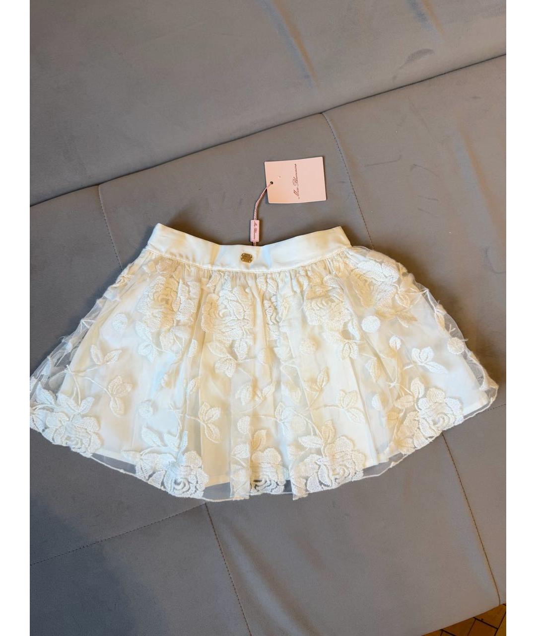 MISS BLUMARINE Белая хлопковая юбка, фото 8