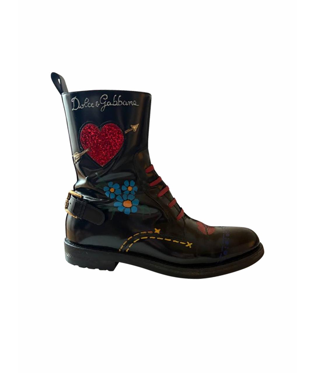 DOLCE&GABBANA Черные ботинки из лакированной кожи, фото 1