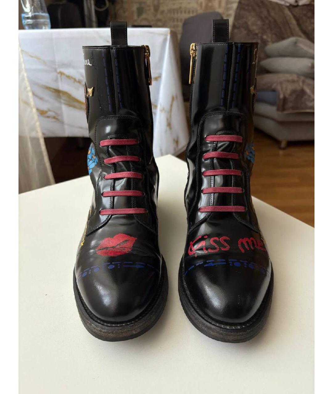 DOLCE&GABBANA Черные ботинки из лакированной кожи, фото 2