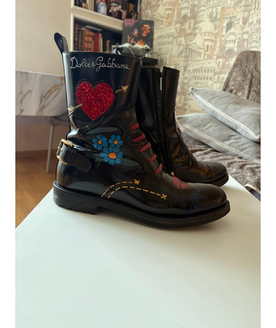 DOLCE&GABBANA Черные ботинки из лакированной кожи, фото 8