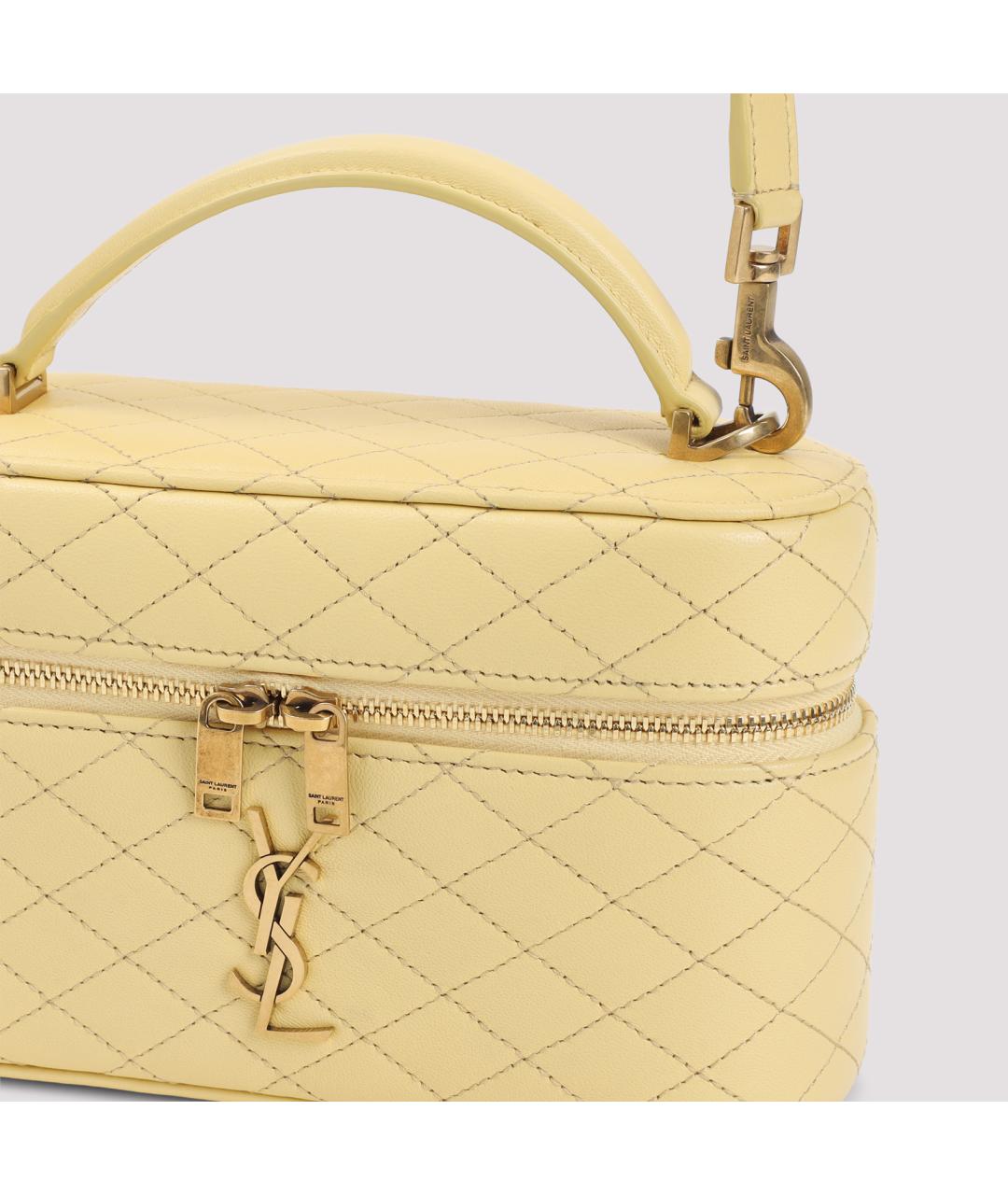 SAINT LAURENT Желтая кожаная сумка через плечо, фото 3