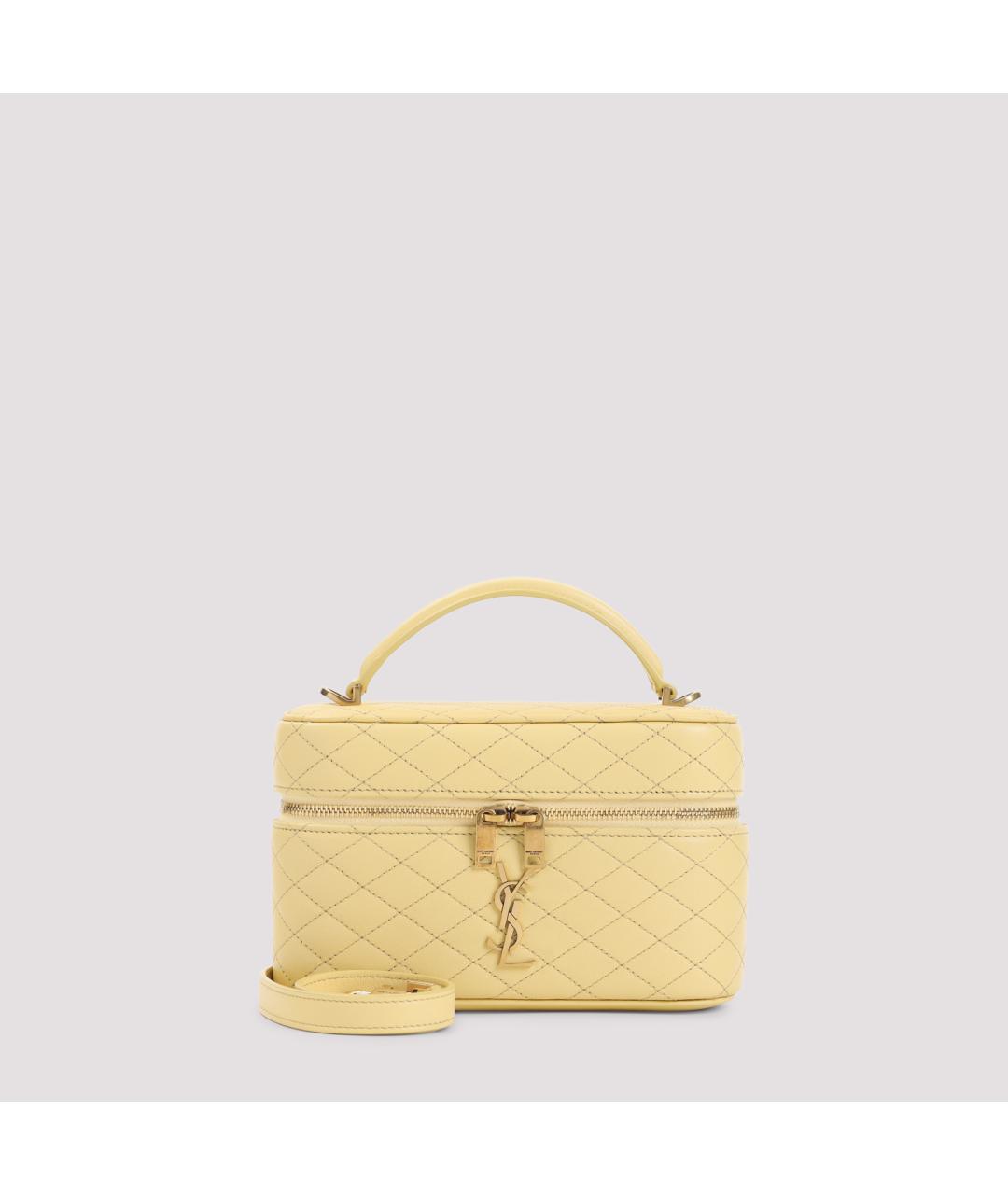 SAINT LAURENT Желтая кожаная сумка через плечо, фото 4