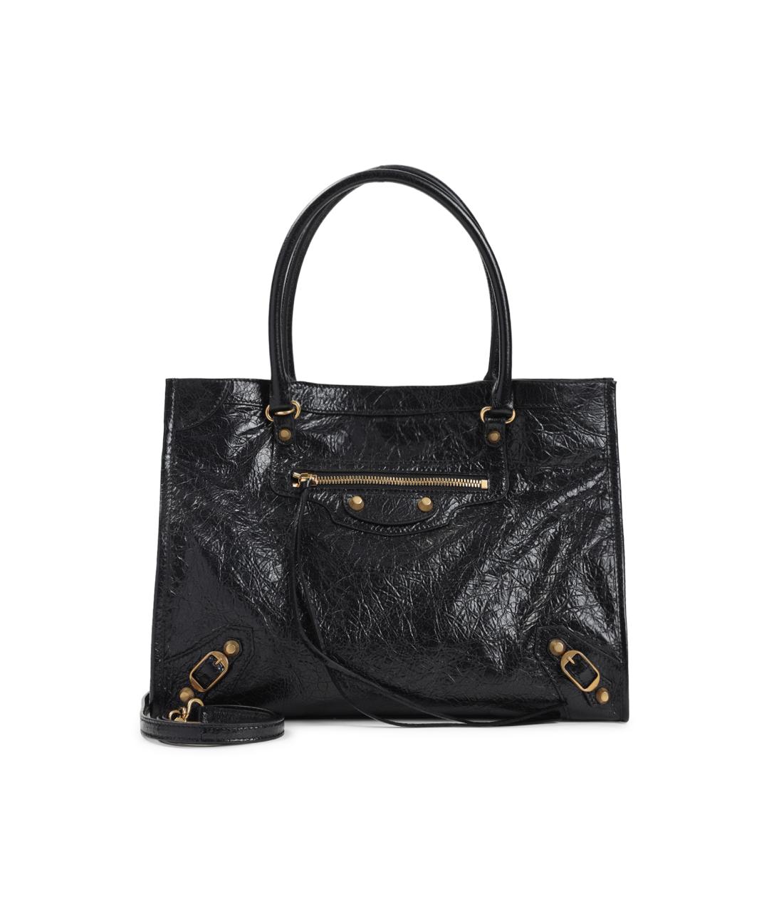 BALENCIAGA Черная кожаная сумка тоут, фото 1