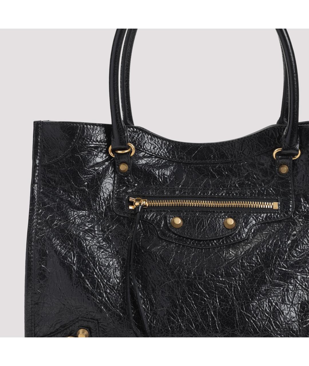 BALENCIAGA Черная кожаная сумка тоут, фото 3