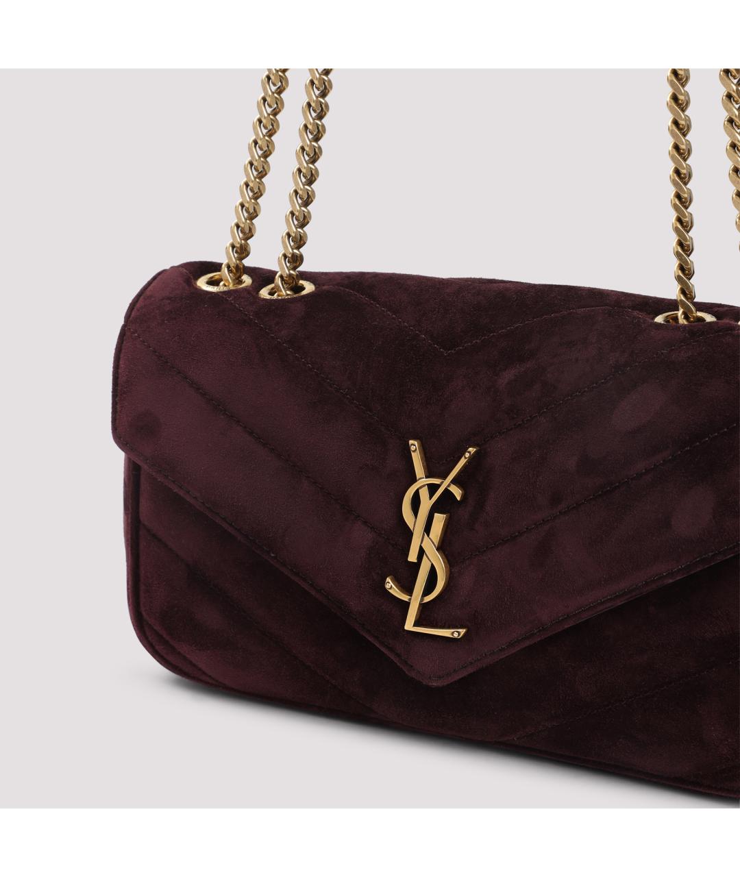 SAINT LAURENT Бордовая кожаная сумка через плечо, фото 3