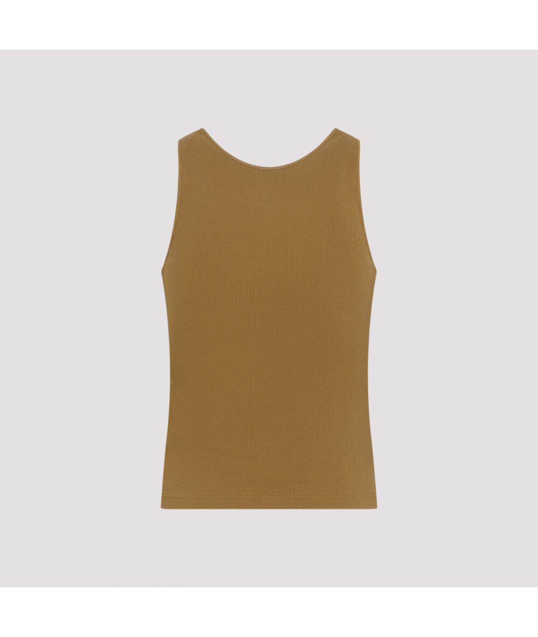 SAINT LAURENT Коричневая хлопковая майка, фото 2