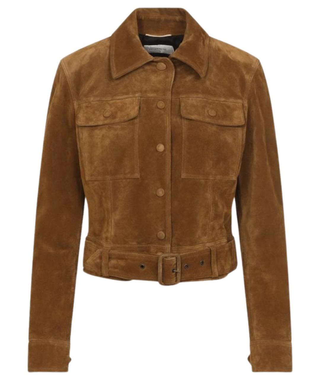 SAINT LAURENT Коричневая замшевая куртка, фото 1