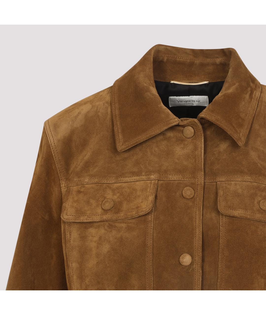 SAINT LAURENT Коричневая замшевая куртка, фото 3