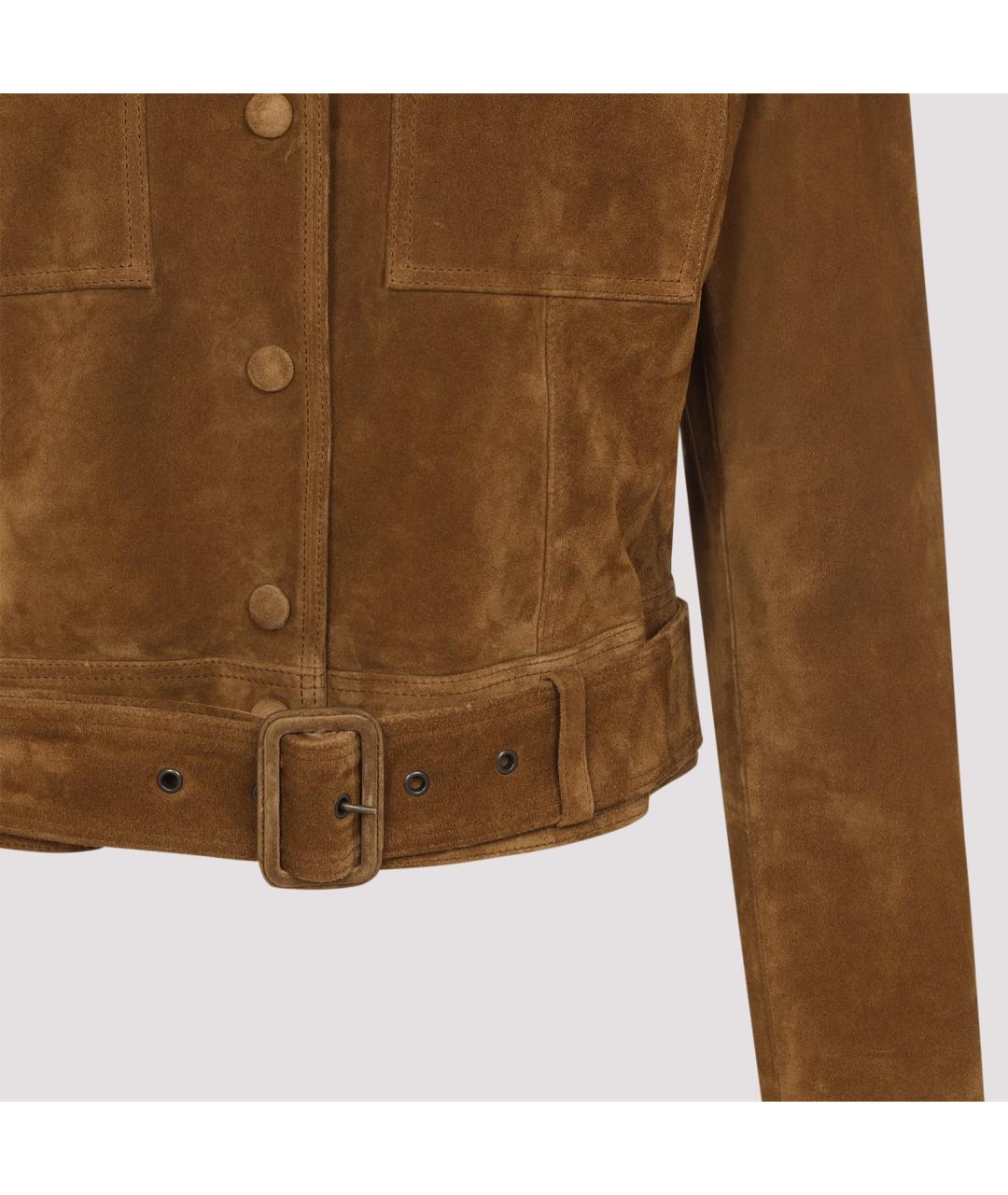 SAINT LAURENT Коричневая замшевая куртка, фото 4