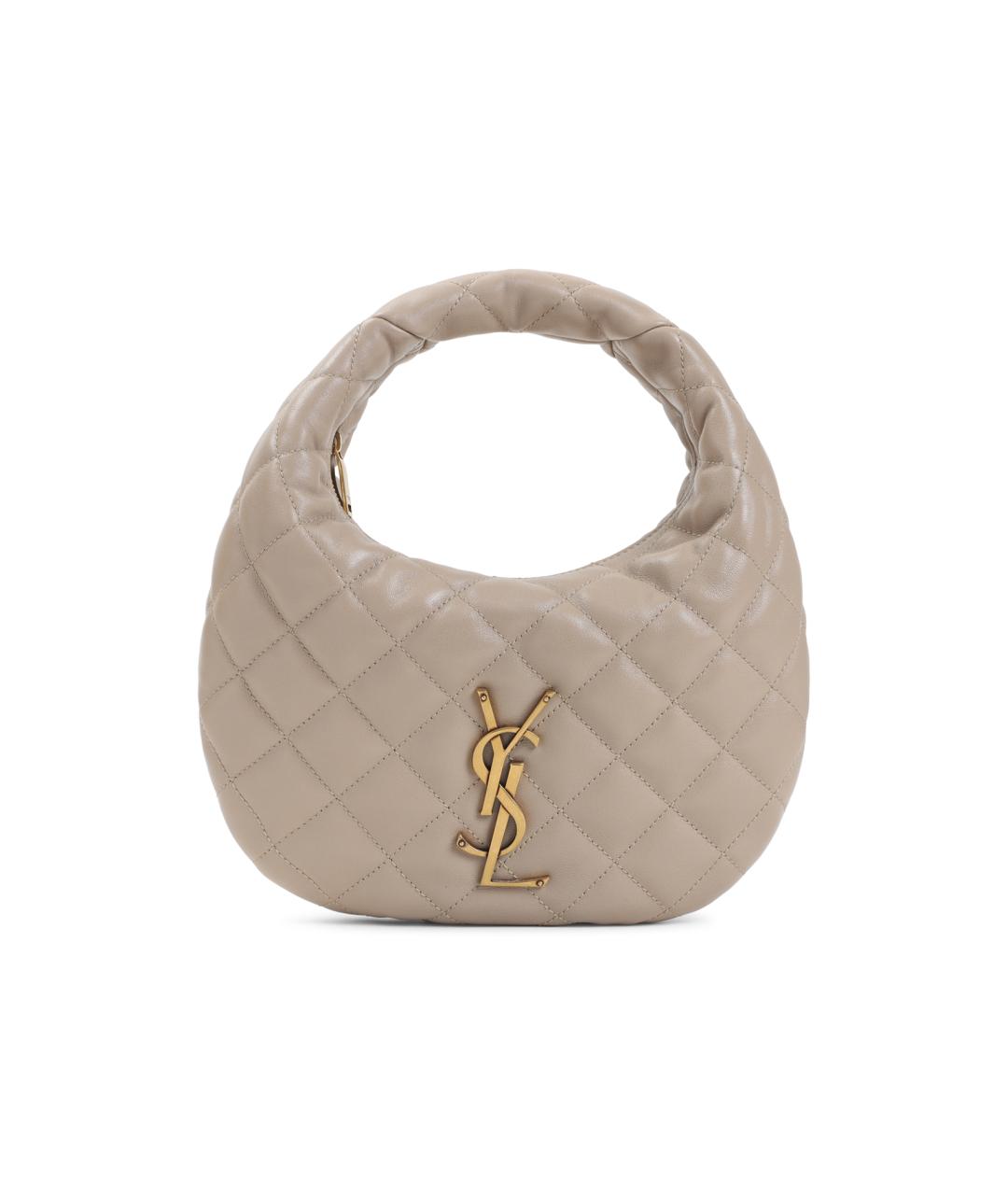 SAINT LAURENT Бежевая кожаная сумка с короткими ручками, фото 1