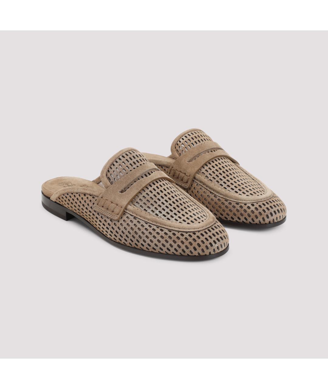 BRUNELLO CUCINELLI Бежевые замшевые мюли, фото 3