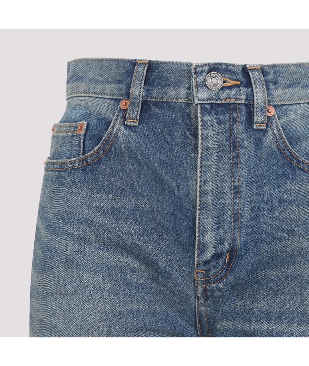 SAINT LAURENT Голубые хлопковые прямые джинсы, фото 5