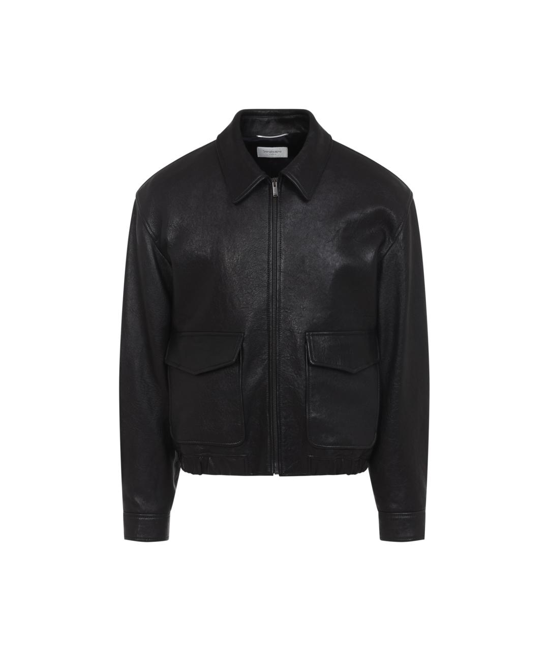 SAINT LAURENT Черная кожаная куртка, фото 1