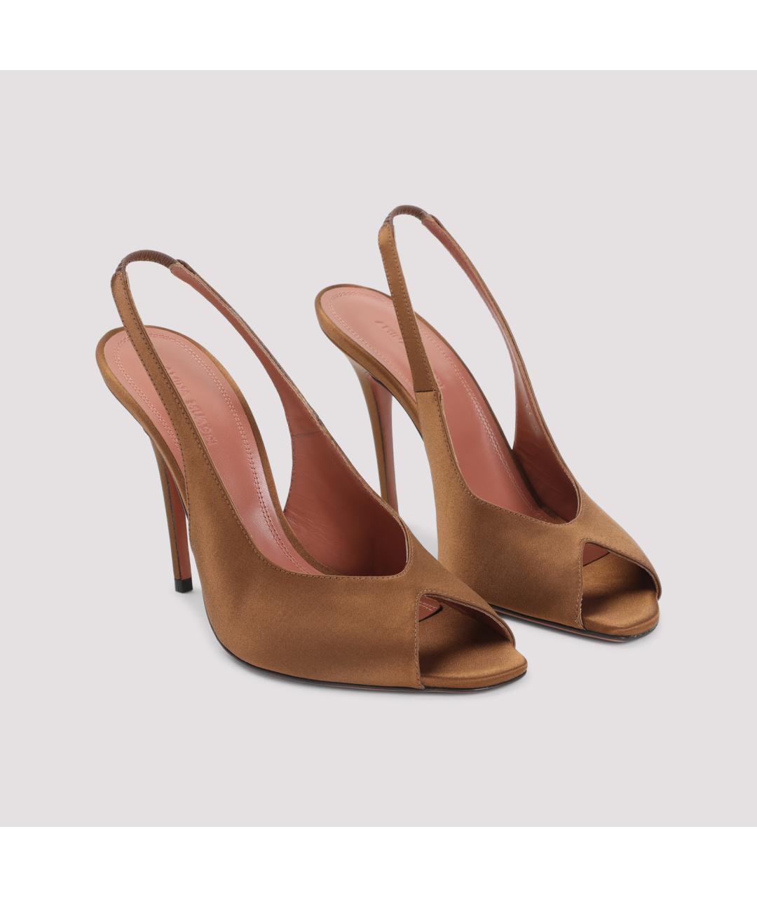 Amina Muaddi Коричневые текстильные туфли, фото 3