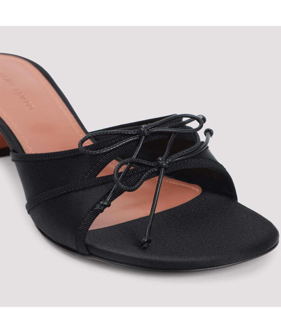 Amina Muaddi Черные текстильные мюли, фото 4