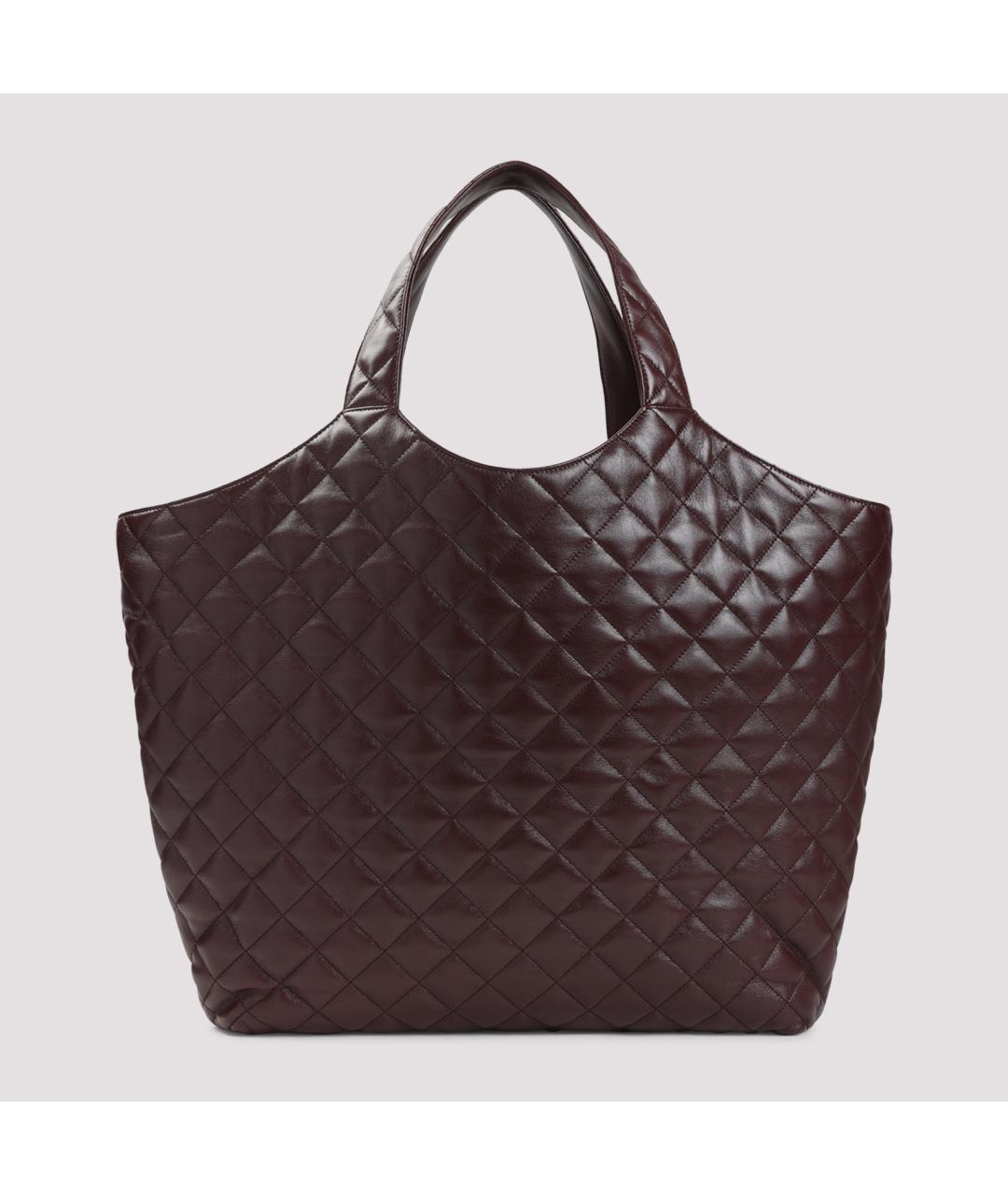 SAINT LAURENT Бордовая кожаная сумка тоут, фото 2