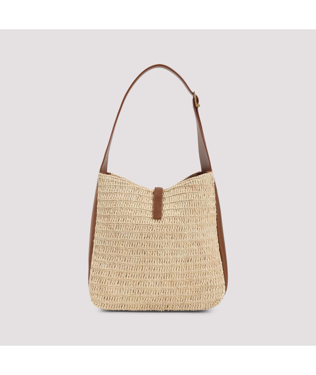 SAINT LAURENT Бежевая пелетеная сумка через плечо, фото 2