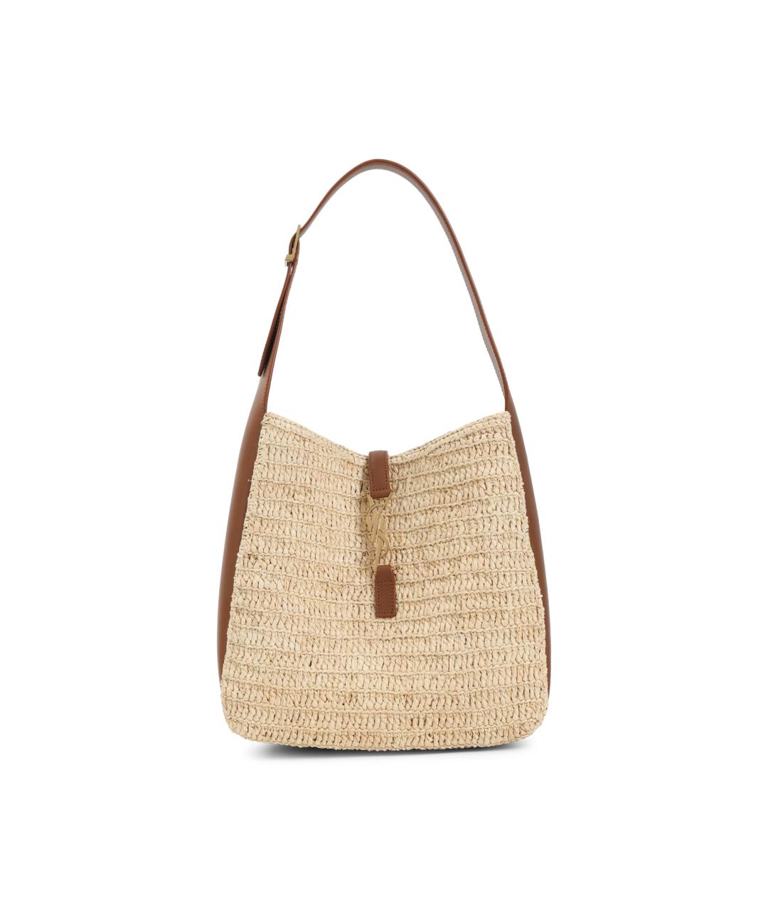 SAINT LAURENT Бежевая пелетеная сумка через плечо, фото 1