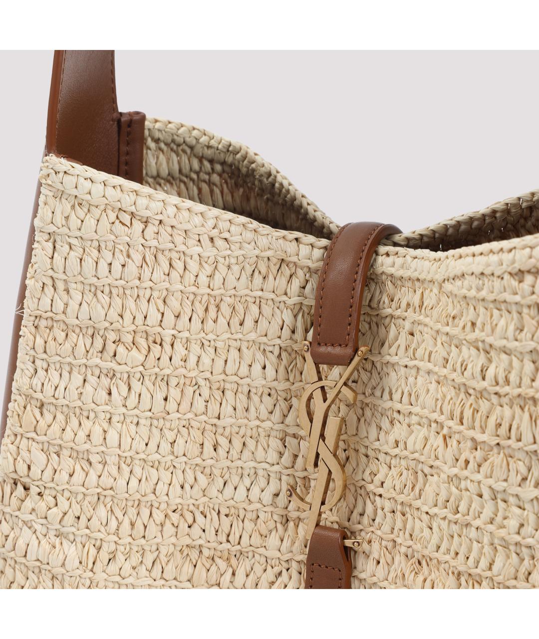 SAINT LAURENT Бежевая пелетеная сумка через плечо, фото 3