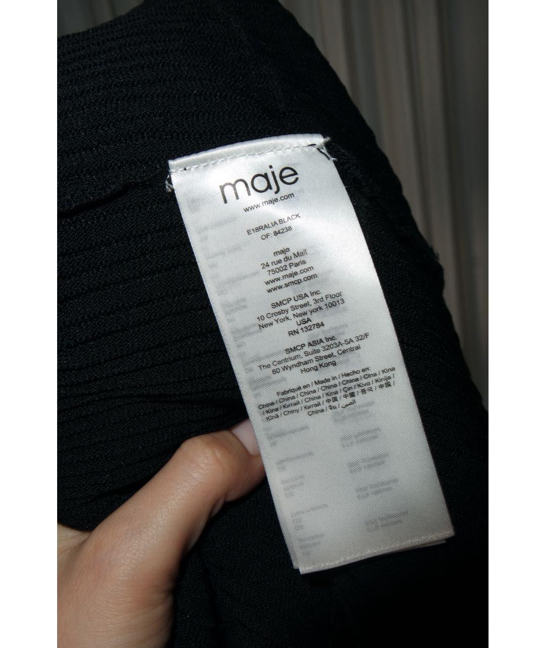 MAJE Черное вискозное повседневное платье, фото 5