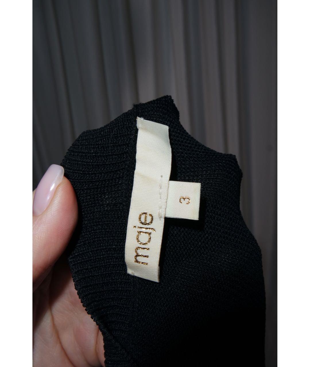 MAJE Черное вискозное повседневное платье, фото 4