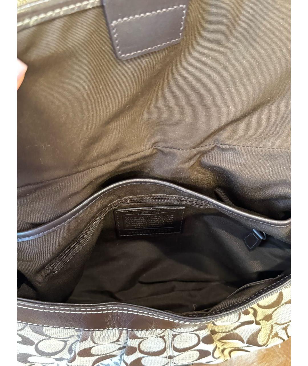 COACH Коричневая тканевая сумка через плечо, фото 4