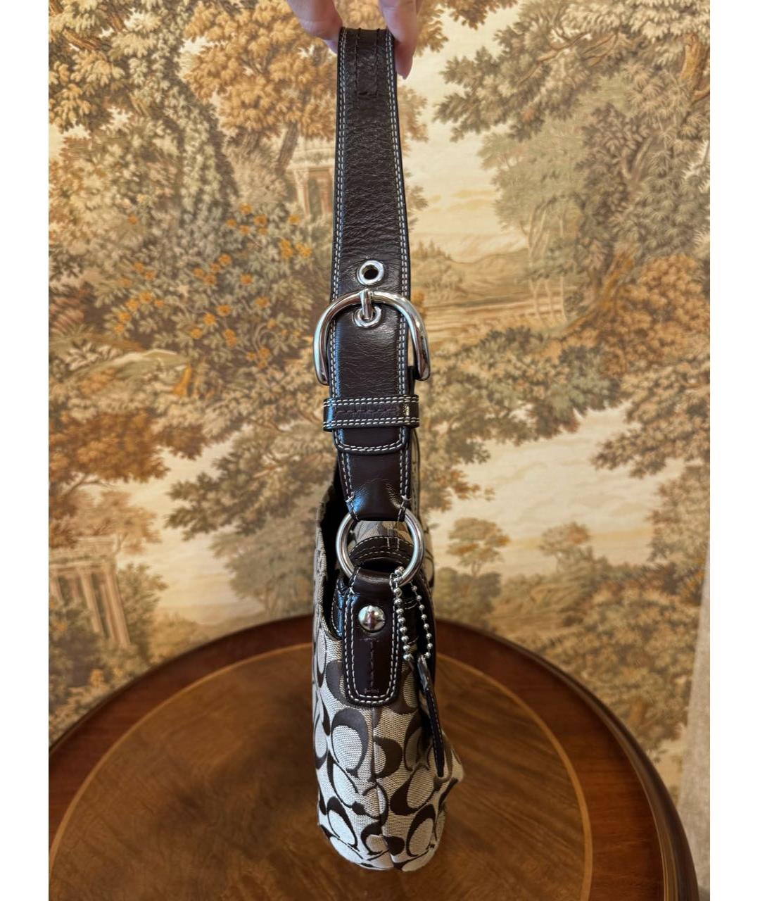 COACH Коричневая тканевая сумка через плечо, фото 5