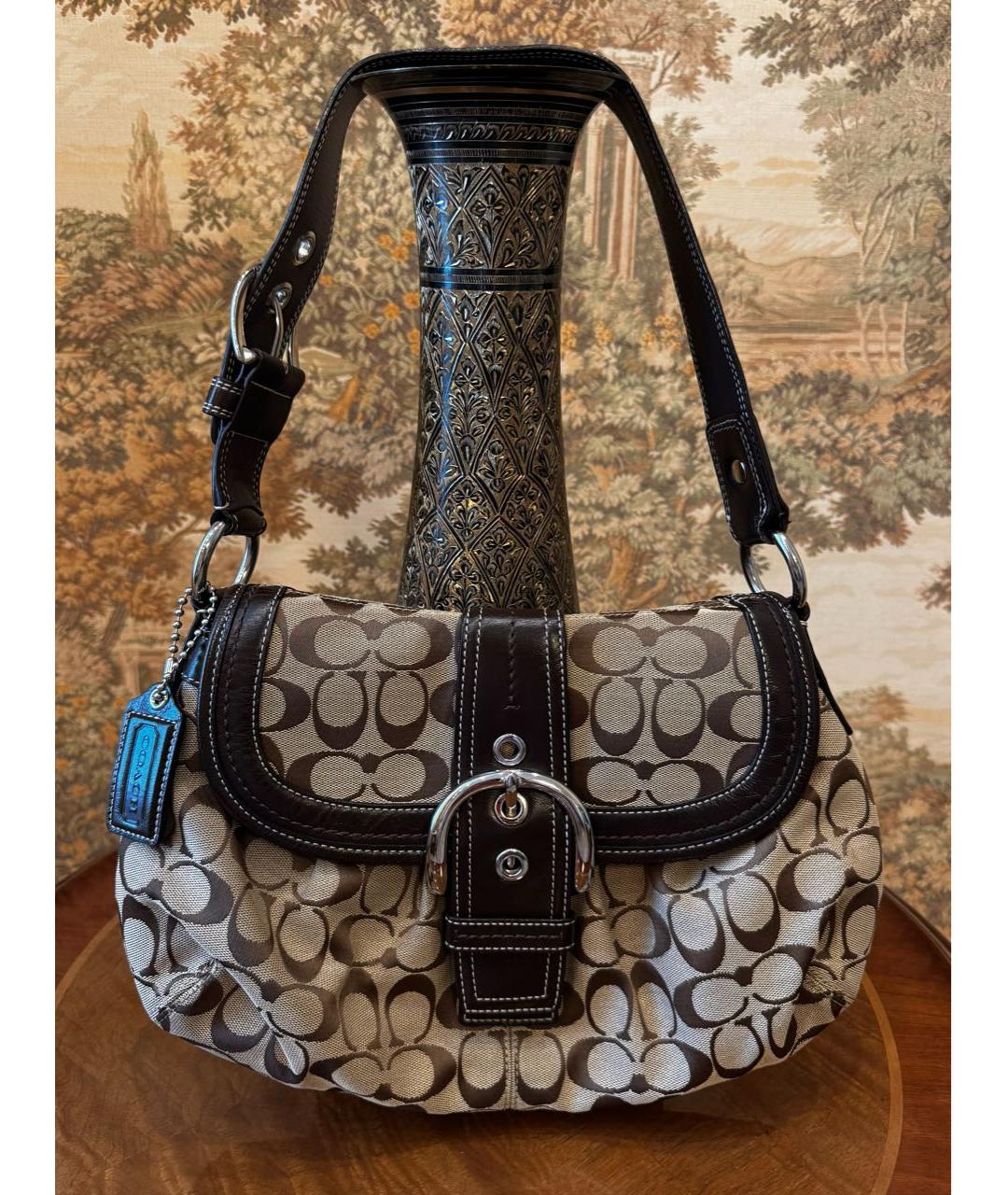 COACH Коричневая тканевая сумка через плечо, фото 9