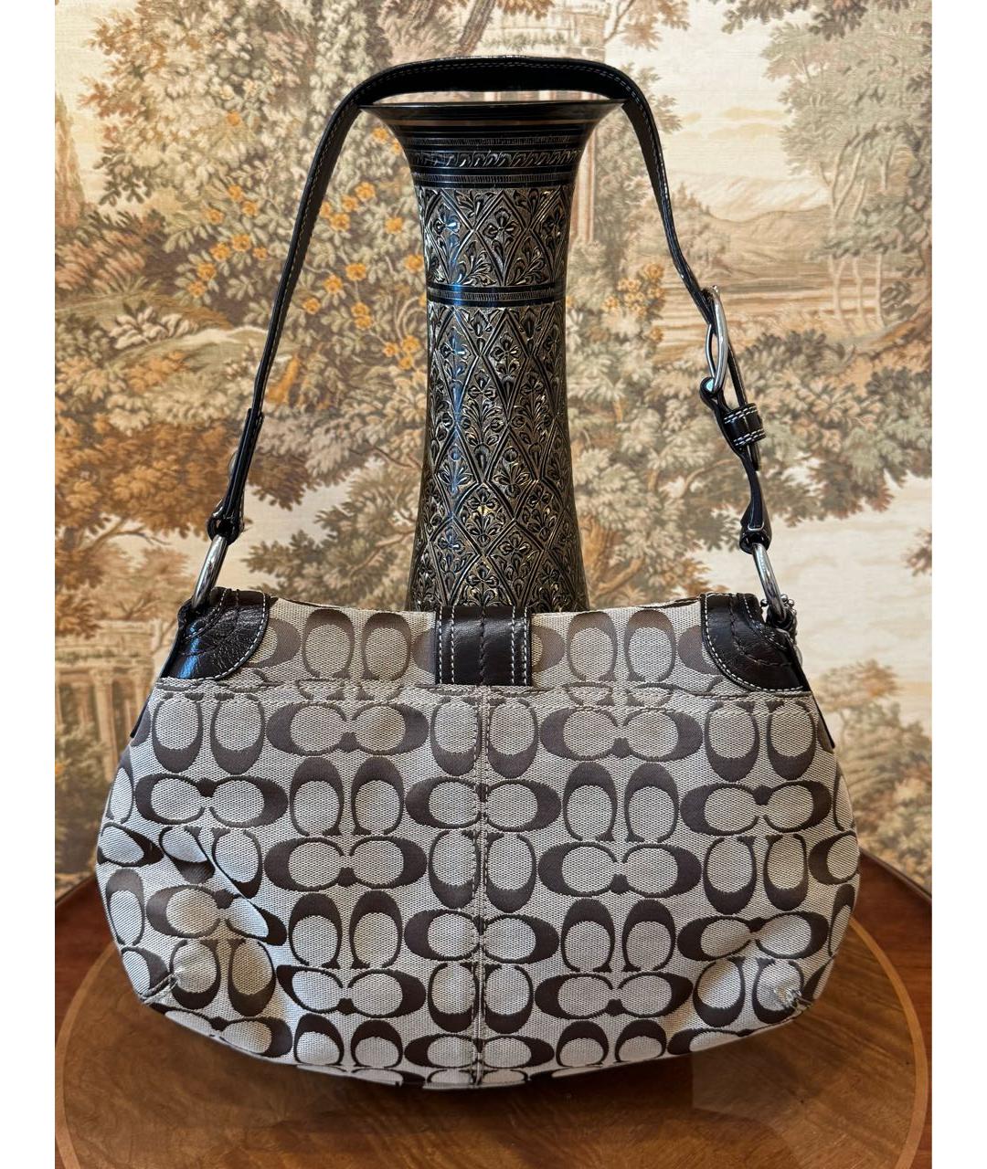 COACH Коричневая тканевая сумка через плечо, фото 3