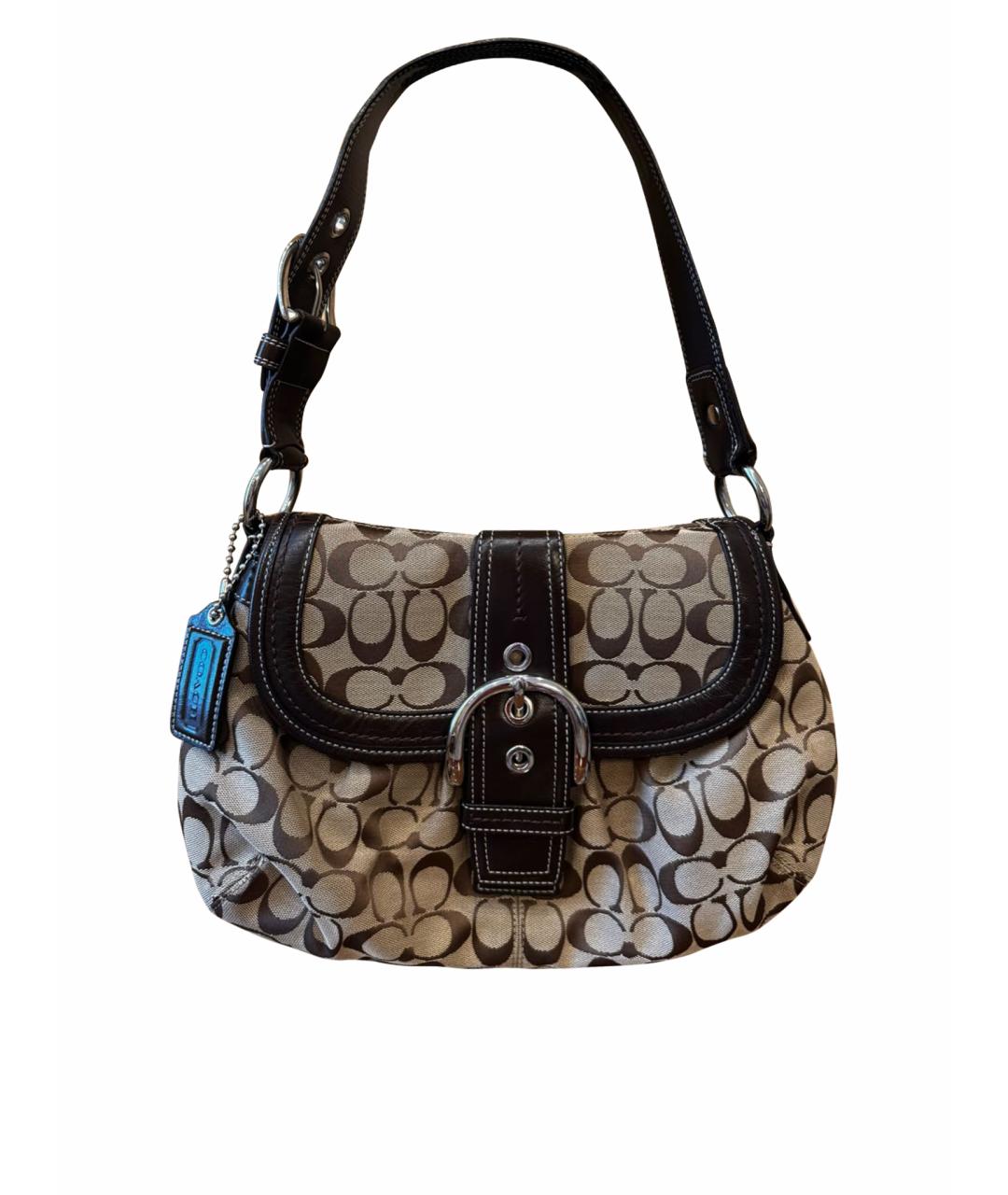 COACH Коричневая тканевая сумка через плечо, фото 1