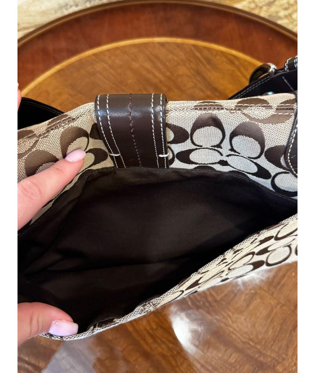 COACH Коричневая тканевая сумка через плечо, фото 8