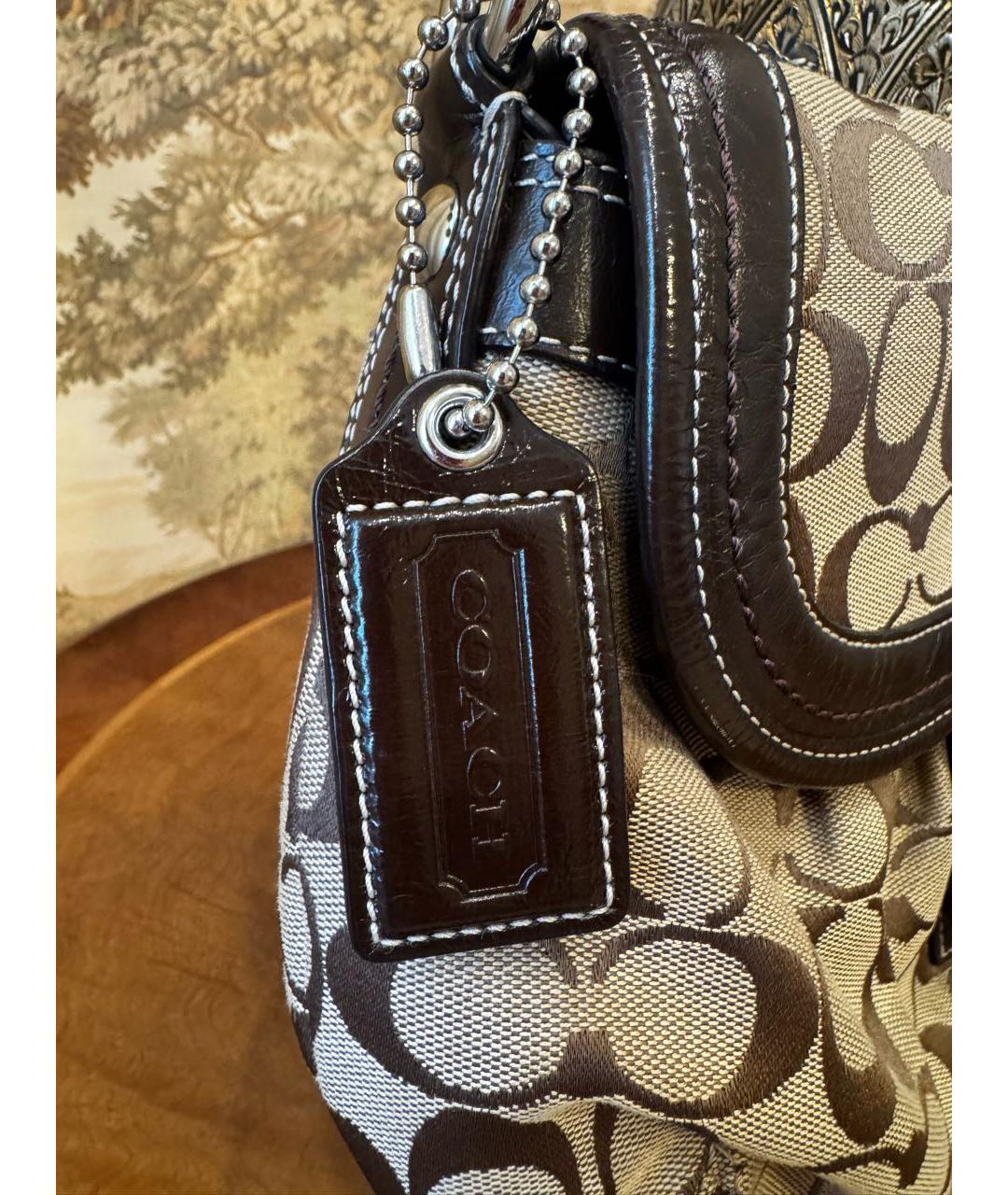 COACH Коричневая тканевая сумка через плечо, фото 7