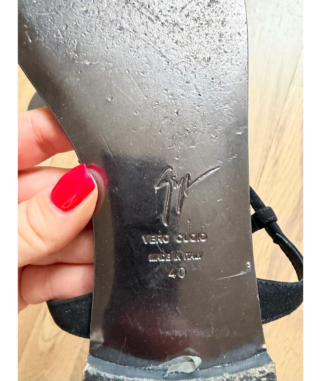 GIUSEPPE ZANOTTI DESIGN Черные замшевые сандалии, фото 5