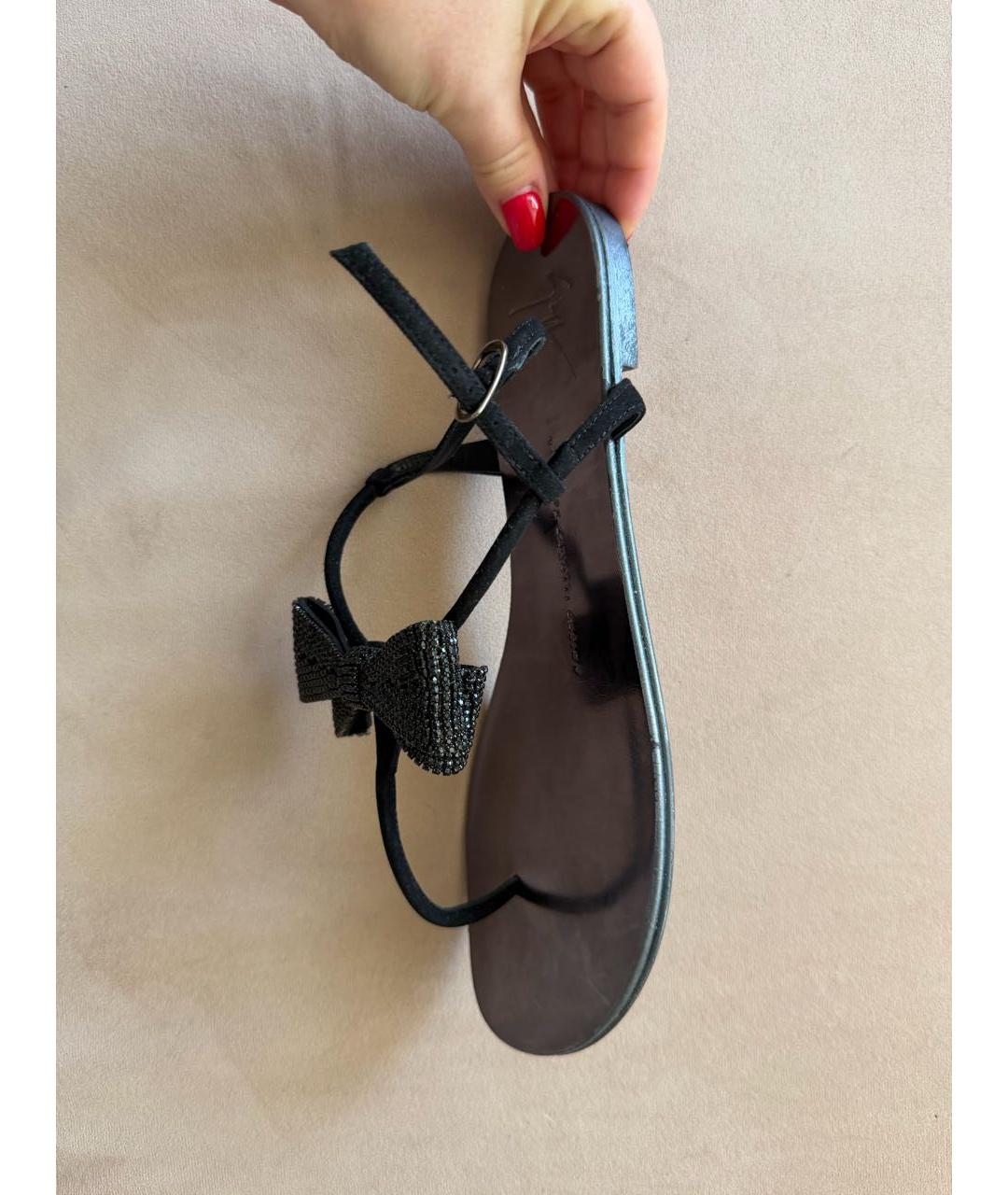 GIUSEPPE ZANOTTI DESIGN Черные замшевые сандалии, фото 3