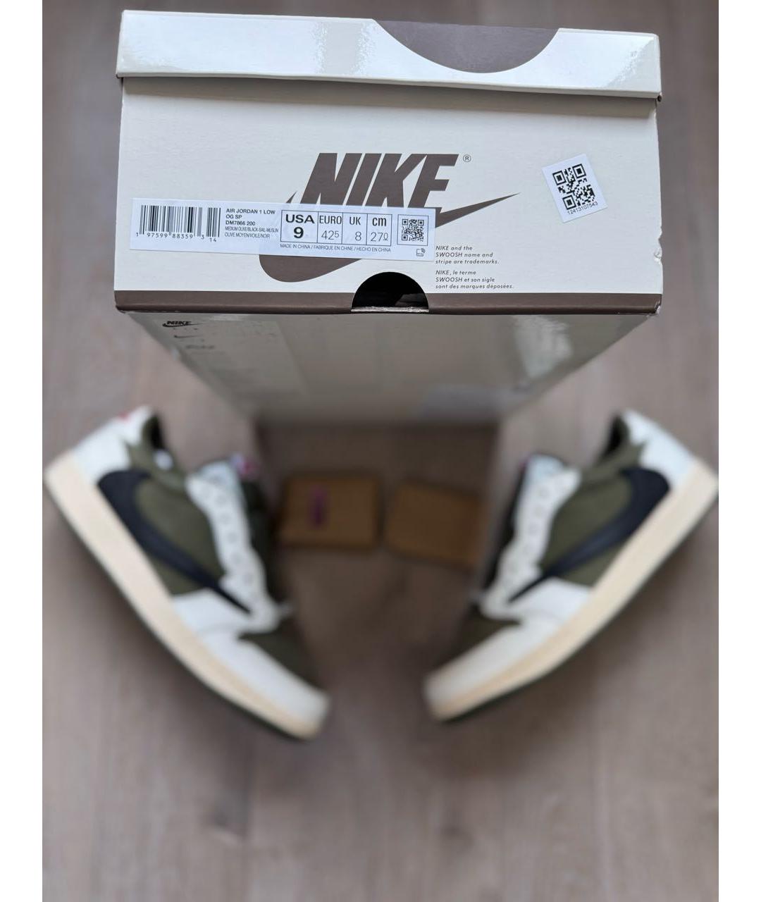 JORDAN Хаки кожаные низкие кроссовки / кеды, фото 6