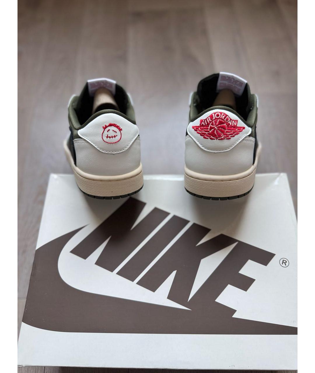 JORDAN Хаки кожаные низкие кроссовки / кеды, фото 5