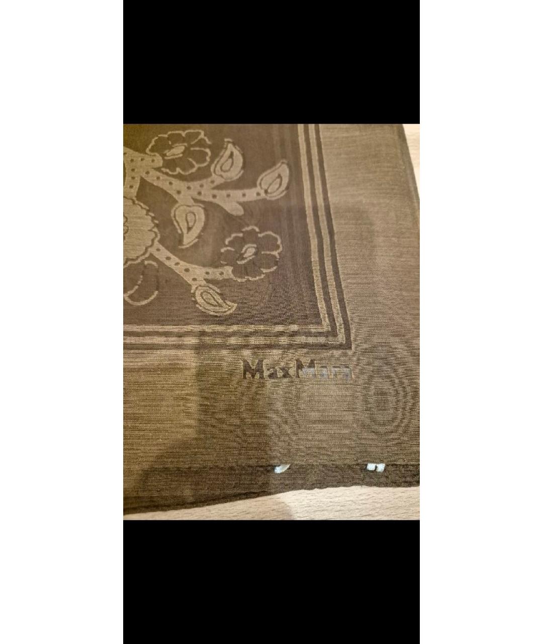 'S MAX MARA Коричневый шелковый платок, фото 2