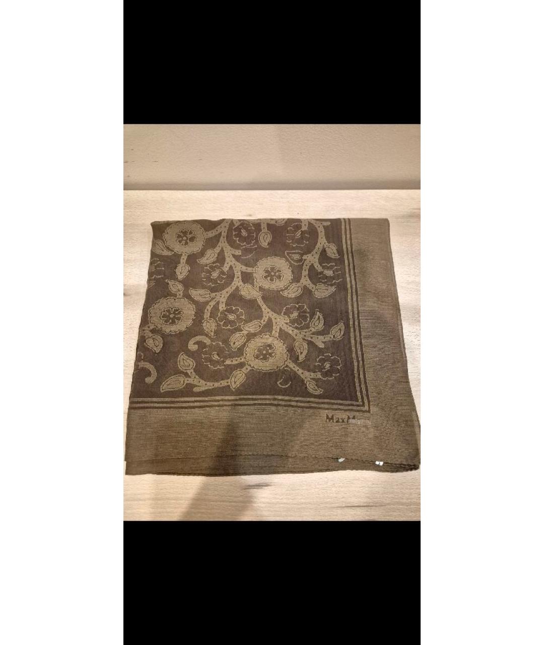 'S MAX MARA Коричневый шелковый платок, фото 9