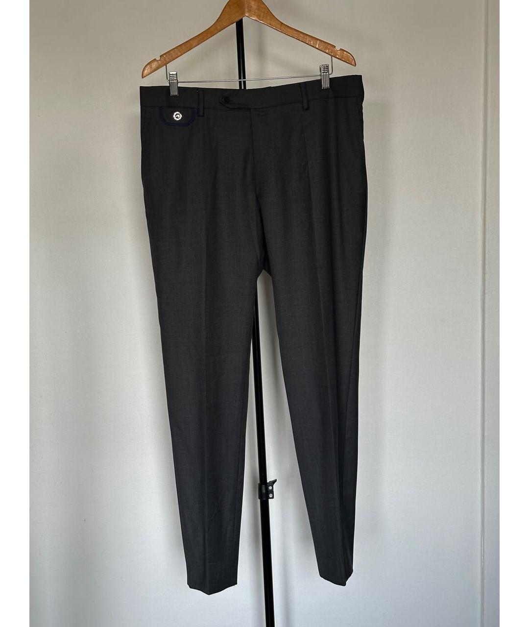 STEFANO RICCI Антрацитовые шерстяные классические брюки, фото 8