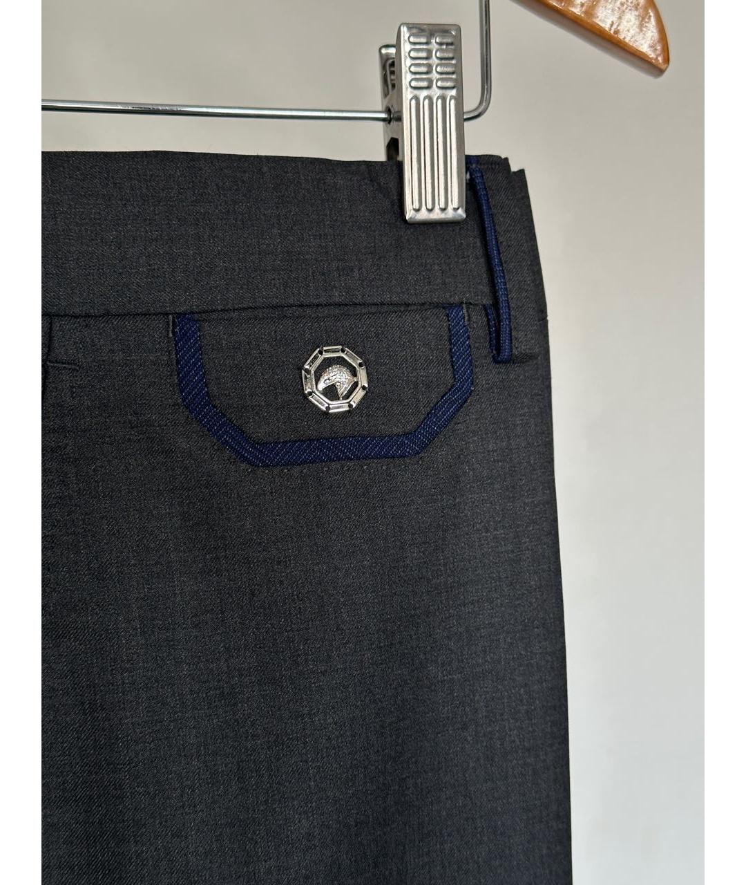 STEFANO RICCI Антрацитовые шерстяные классические брюки, фото 5
