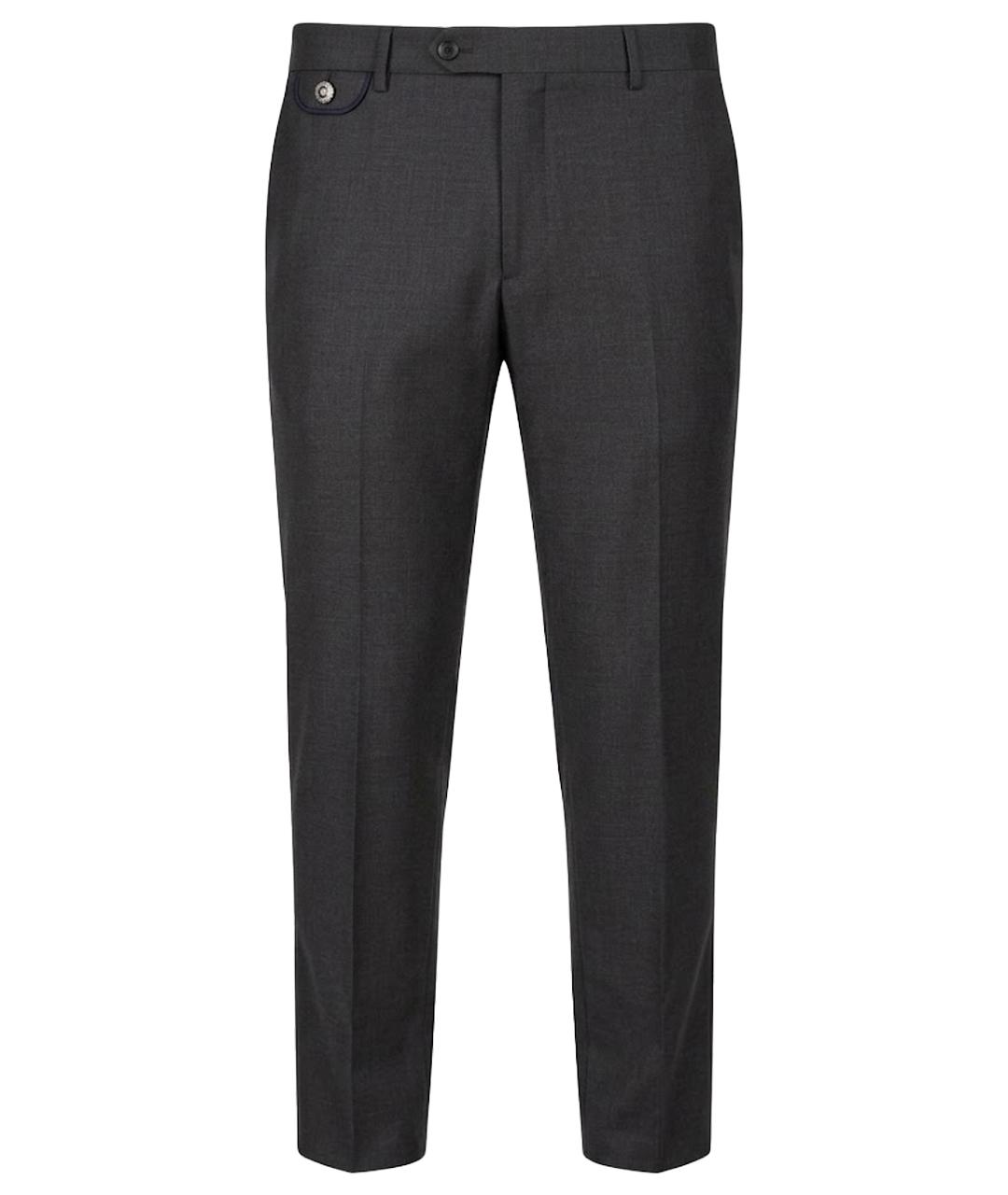 STEFANO RICCI Антрацитовые шерстяные классические брюки, фото 1