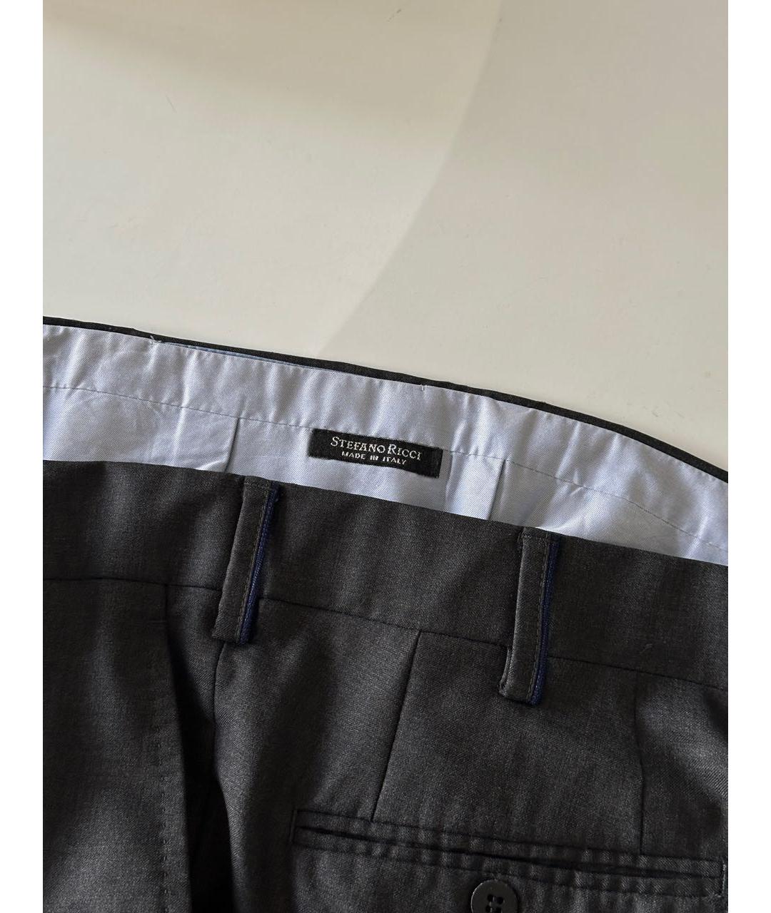 STEFANO RICCI Антрацитовые шерстяные классические брюки, фото 6