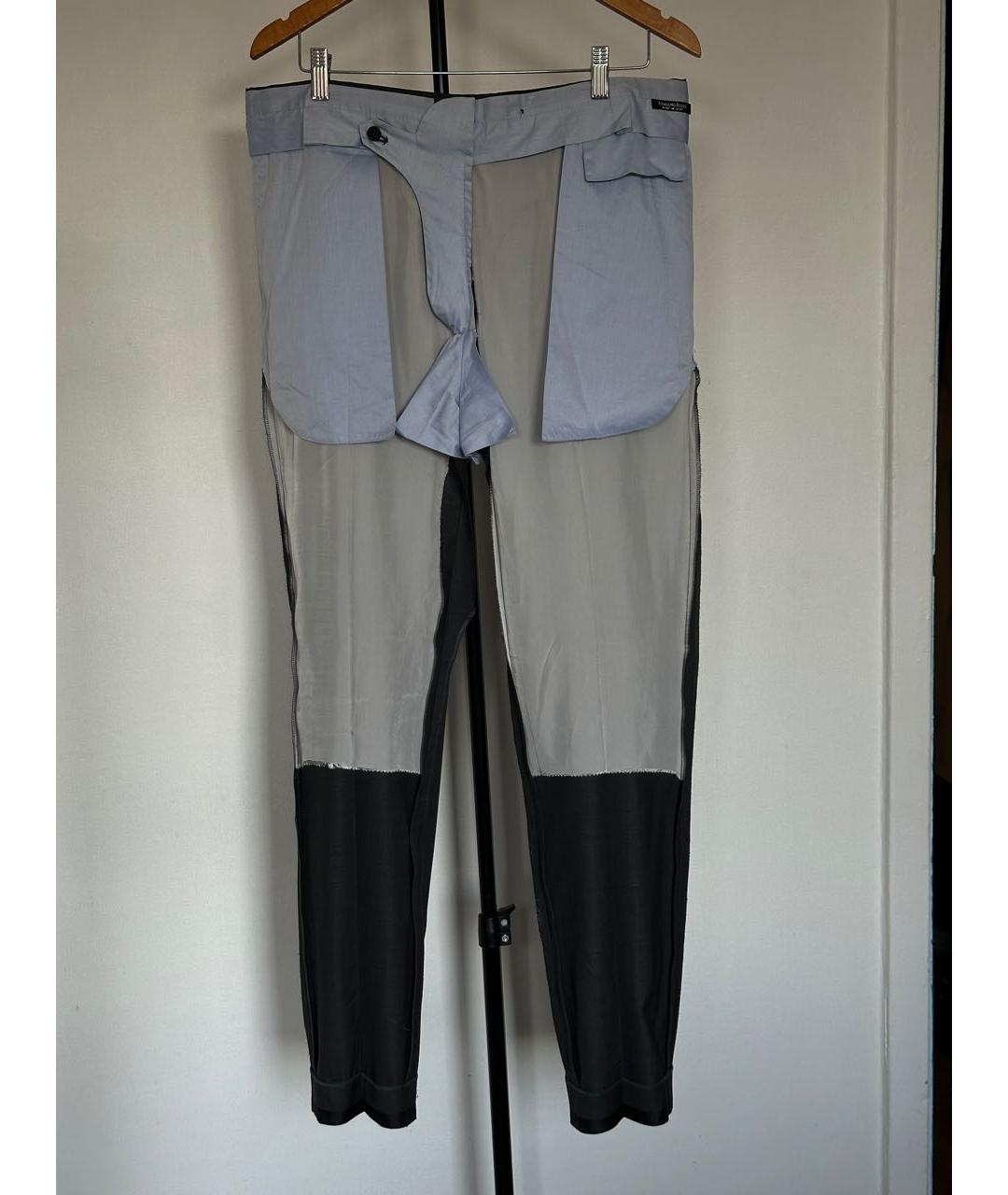 STEFANO RICCI Антрацитовые шерстяные классические брюки, фото 3