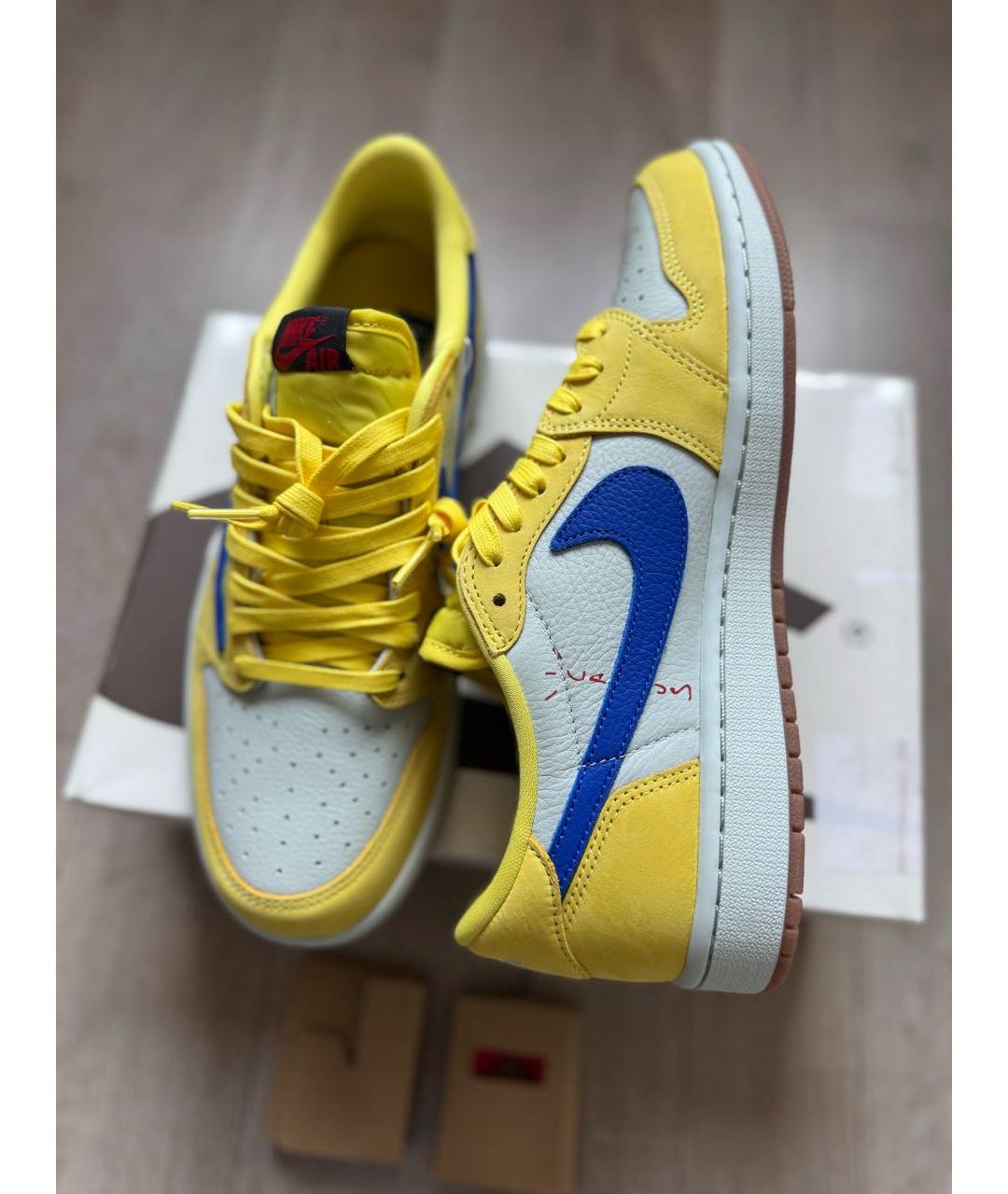 JORDAN Желтые кожаные низкие кроссовки / кеды, фото 4