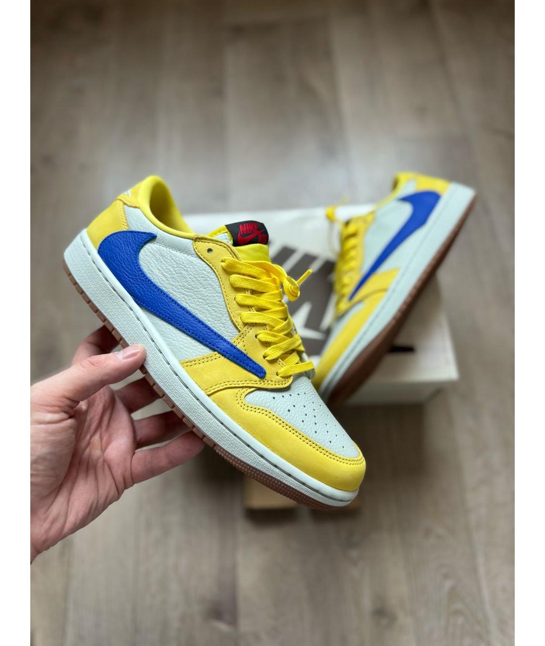 JORDAN Желтые кожаные низкие кроссовки / кеды, фото 2