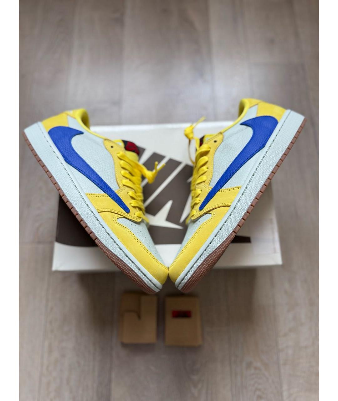 JORDAN Желтые кожаные низкие кроссовки / кеды, фото 3