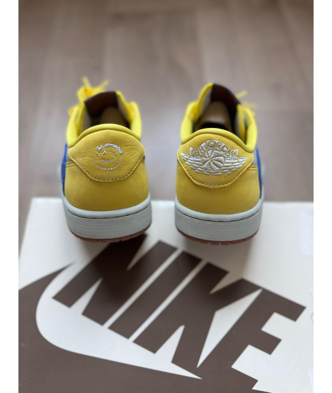 JORDAN Желтые кожаные низкие кроссовки / кеды, фото 5