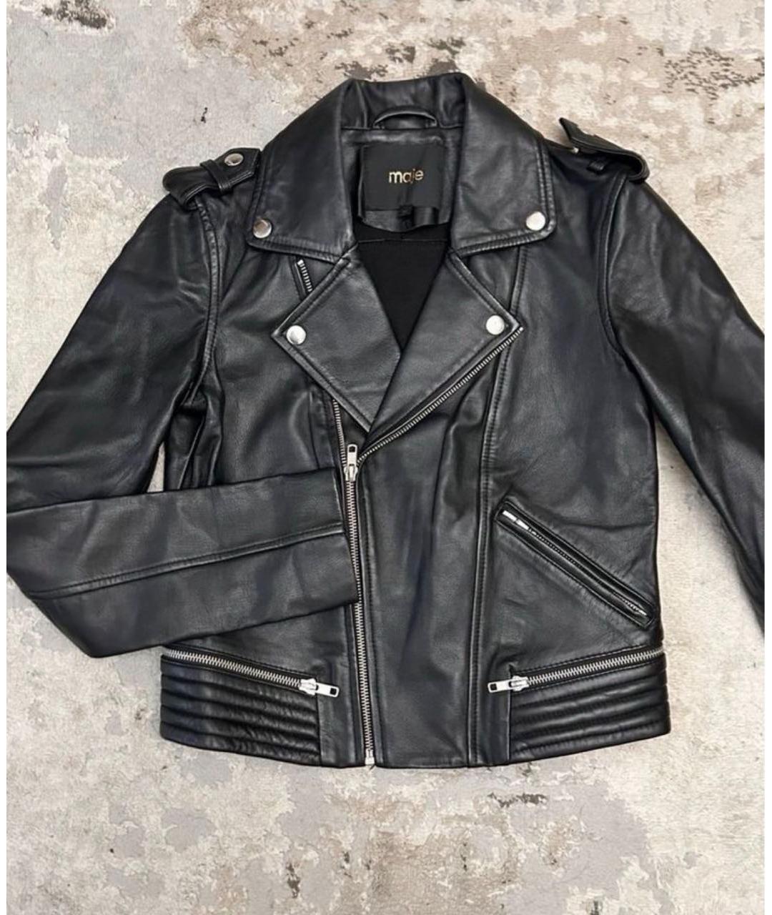 MAJE Черная кожаная куртка, фото 5