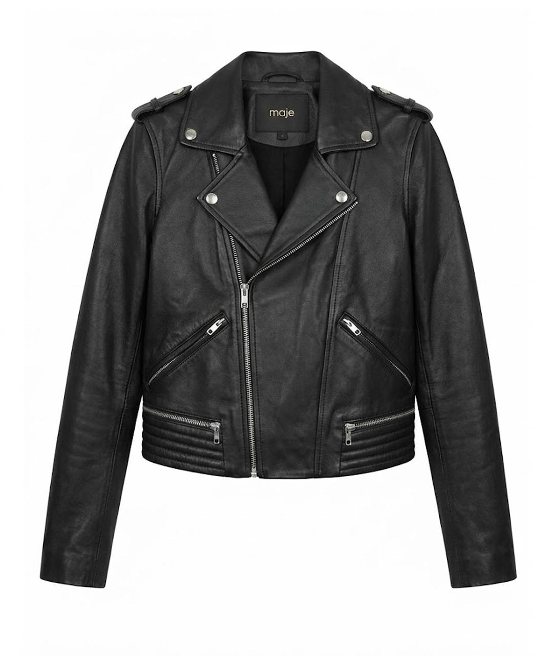 MAJE Черная кожаная куртка, фото 1