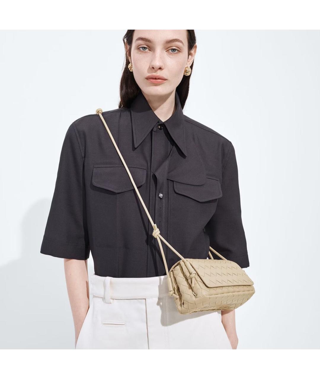 BOTTEGA VENETA Бежевая кожаная сумка через плечо, фото 2